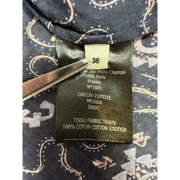 Isabel Marant Etoile Top Womens‎ 36 Blue Pink Mexika Paisley Cotton Button Up - Picture 11 of 11